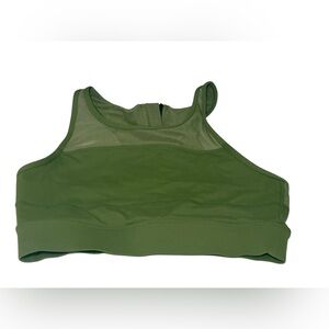 Zyia Active Womens Sports Bra Size Large Olive Green Zipper Pull Over